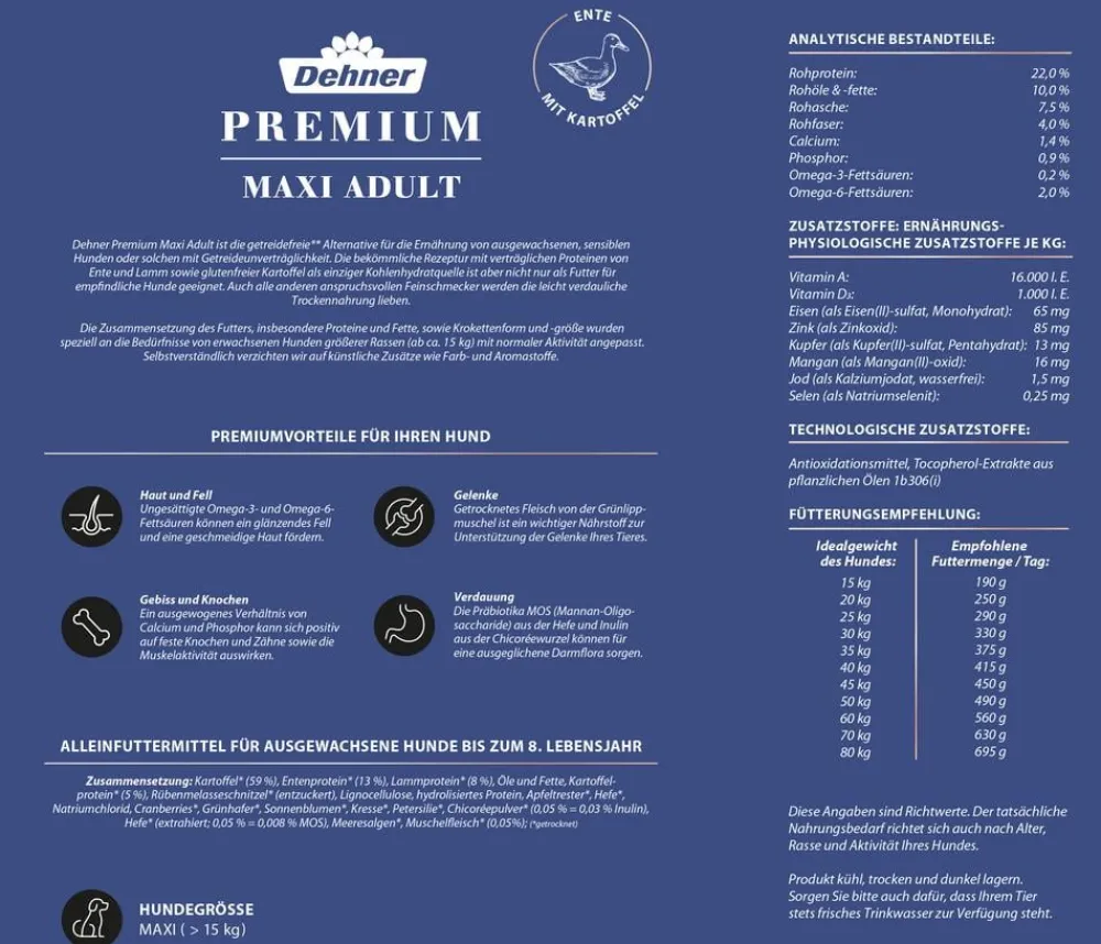 Dehner Premium Trockenfutter Hund > Trockenfutter für Hunde Mini Adult, Rind & Kartoffel