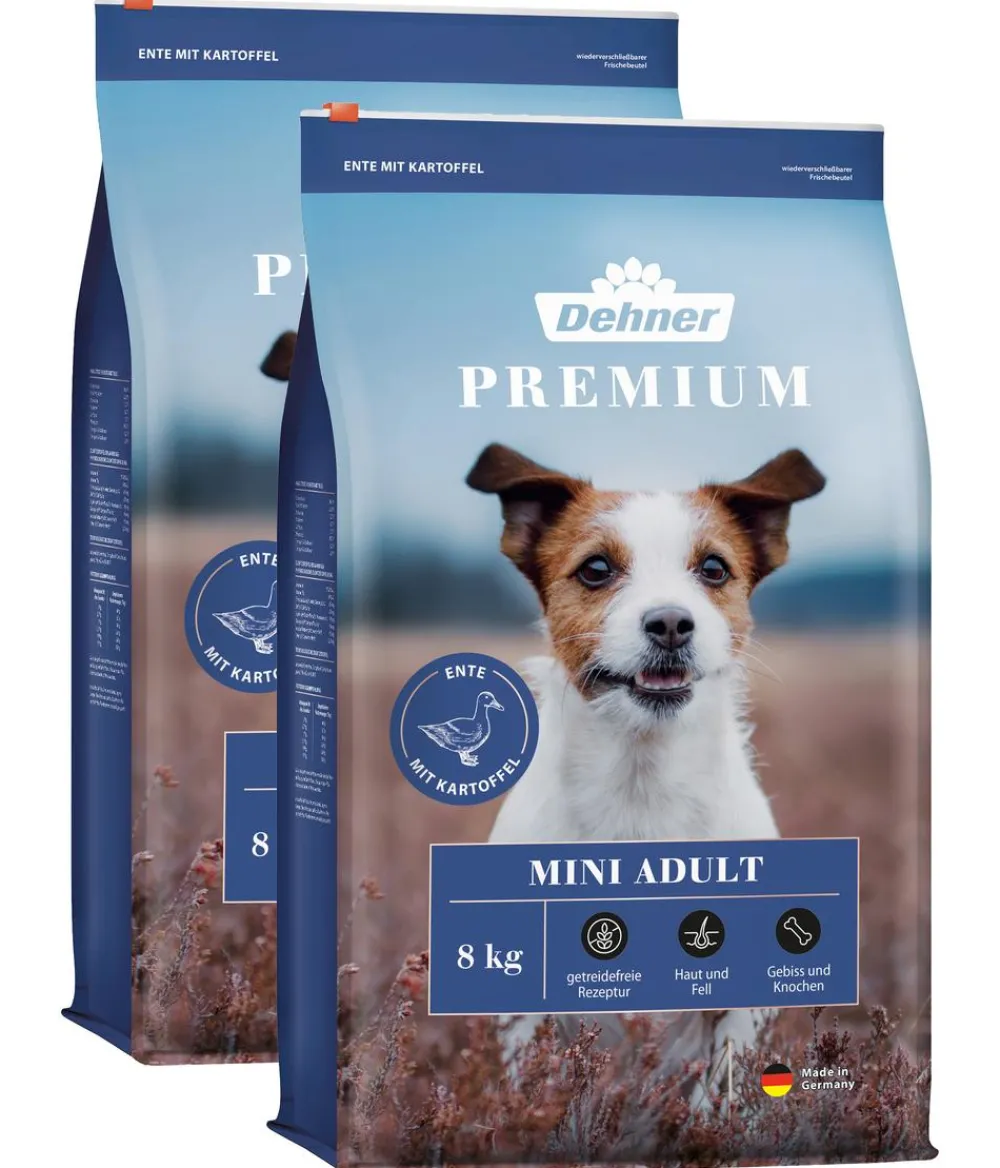 Dehner Premium Trockenfutter Hund - Trockenfutter für Hunde Mini Adult, Ente & Kartoffel