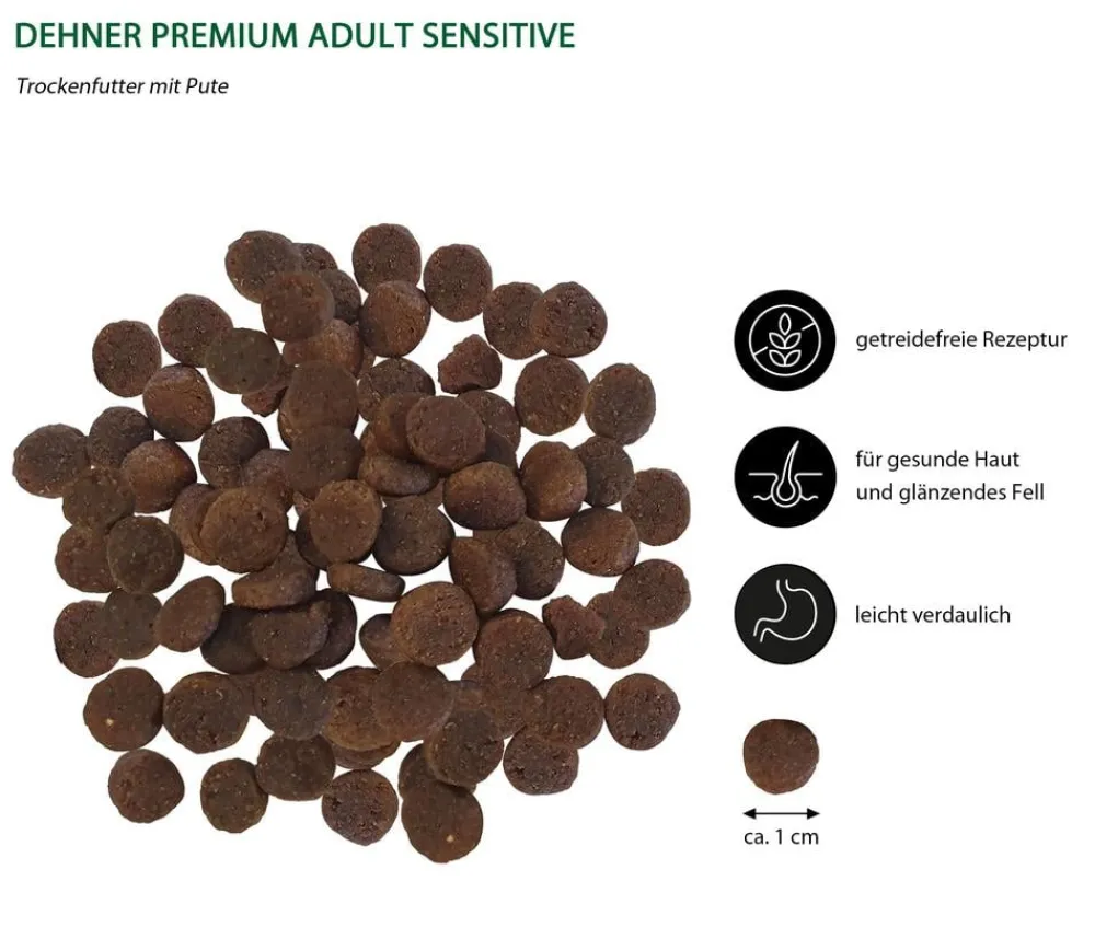 Dehner Premium Trockenfutter Katze - Trockenfutter für Katzen Sensitive Adult, Pute