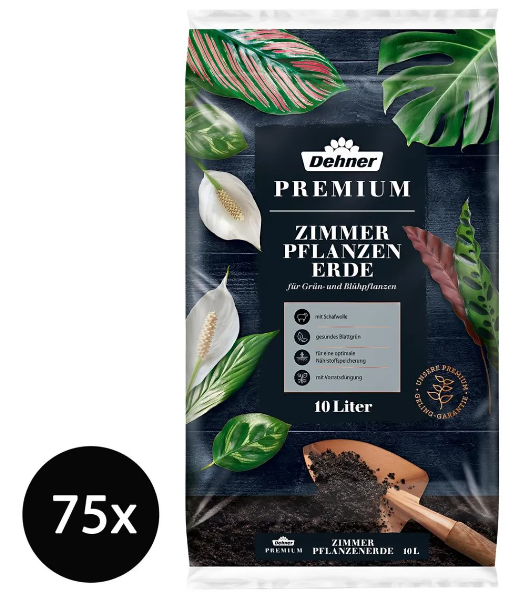 Dehner Spezialerde - Premium Zimmerpflanzenerde, 75 x 10 Liter