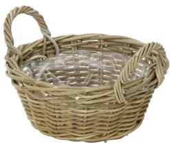 Dehner Rattan Pflanzschale mit Henkel, grau/ Braun Sale
