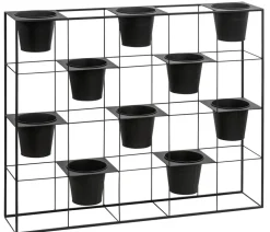 Dehner Blumentreppen - Regal mit Pflanzgefäßen, ca. B100/H80/T20 cm Schwarz