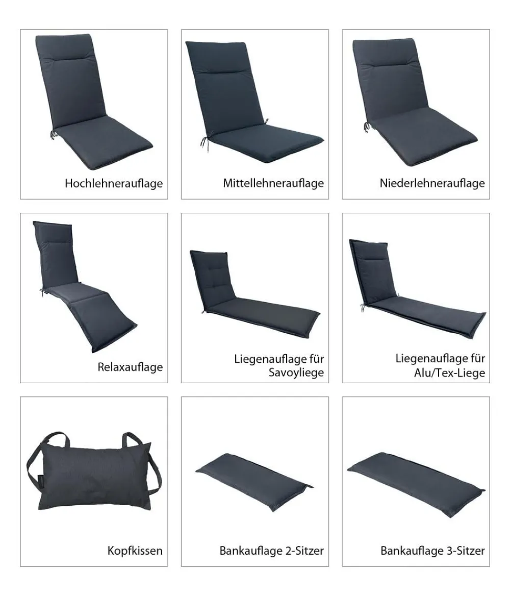 Dehner Relaxauflage Veneto, ca. B50/H4/T168 cm Dunkelgrau Best