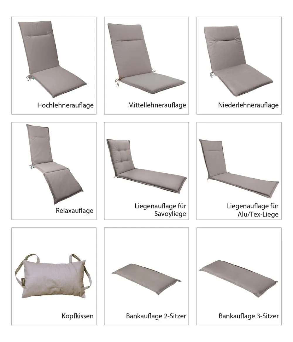 Dehner Relax- & Liegenauflagen - Relaxauflage Veneto, ca. B50/H4/T168 cm Taupe