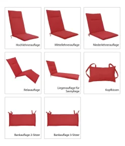 Dehner Relax- & Liegenauflagen - Relaxauflage Veneto, ca. B50/H4/T168 cm Rot