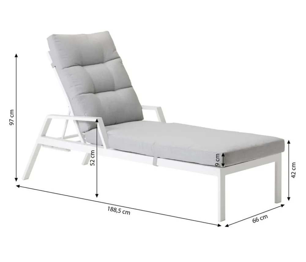 Dehner Relaxliegen|Gartenliegen Aluminium - Relaxliege Formentera, ca. B66/H97/T188,5 cm Weiß
