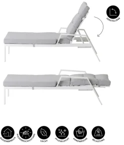 Dehner Relaxliegen|Gartenliegen Aluminium - Relaxliege Formentera, ca. B66/H97/T188,5 cm Weiß