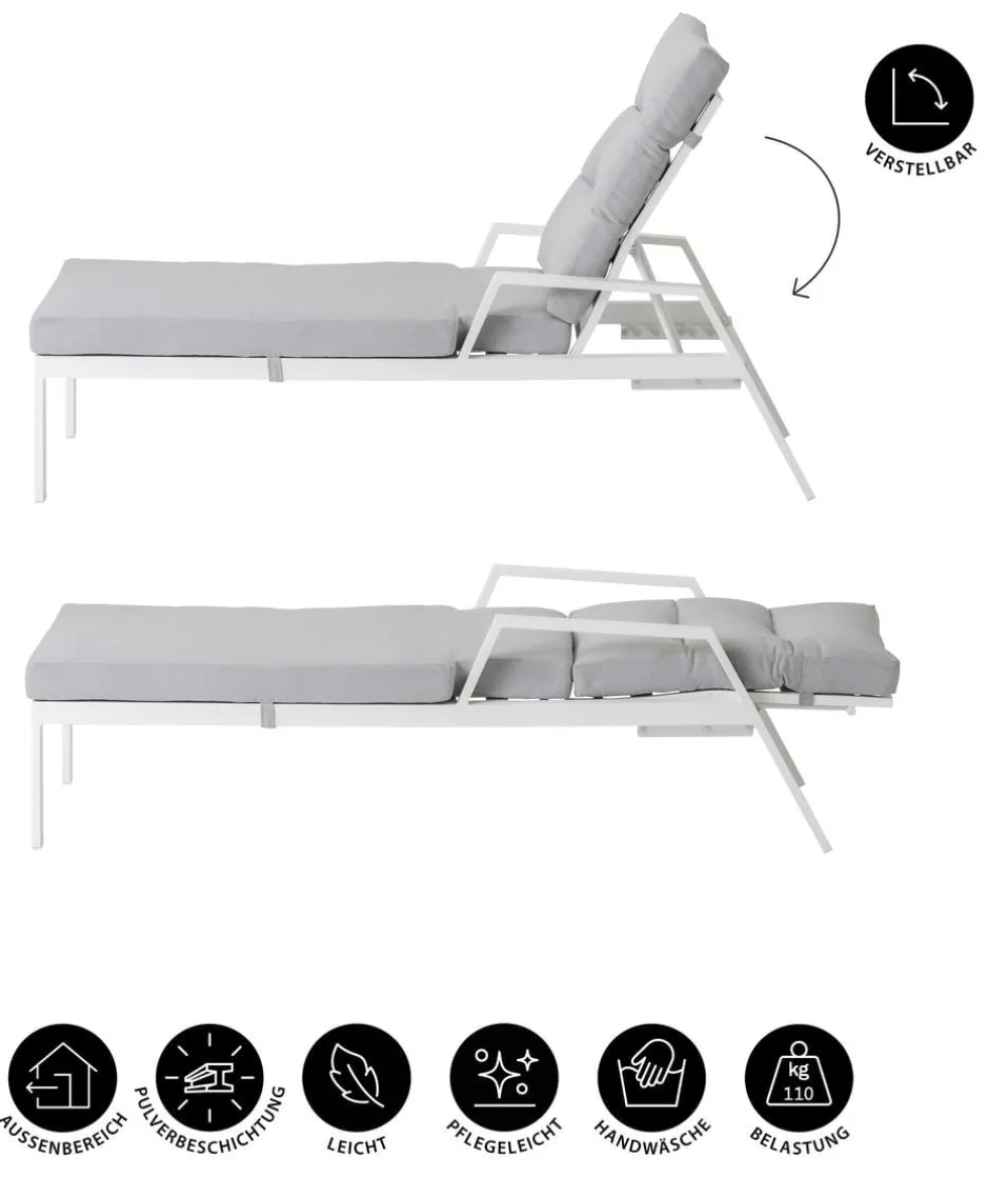 Dehner Relaxliegen|Gartenliegen Aluminium - Relaxliege Formentera, ca. B66/H97/T188,5 cm Weiß