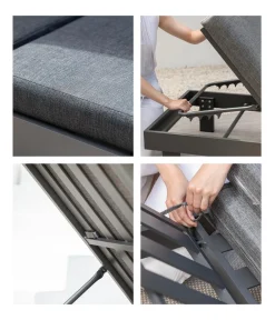 Dehner Relaxliegen - Relaxliege Riva, ca. B73/H90/T195 cm Dunkelgrau