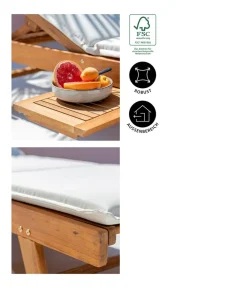 Dehner Gartenliegen Holz|Rollliegen - Rollliege Ravenna, ca. B70/H89/T200 cm Beige