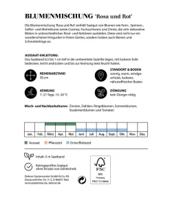 Dehner Blumensamen > Saatband Blumenmischung 'Rosa und Rot', L5 m