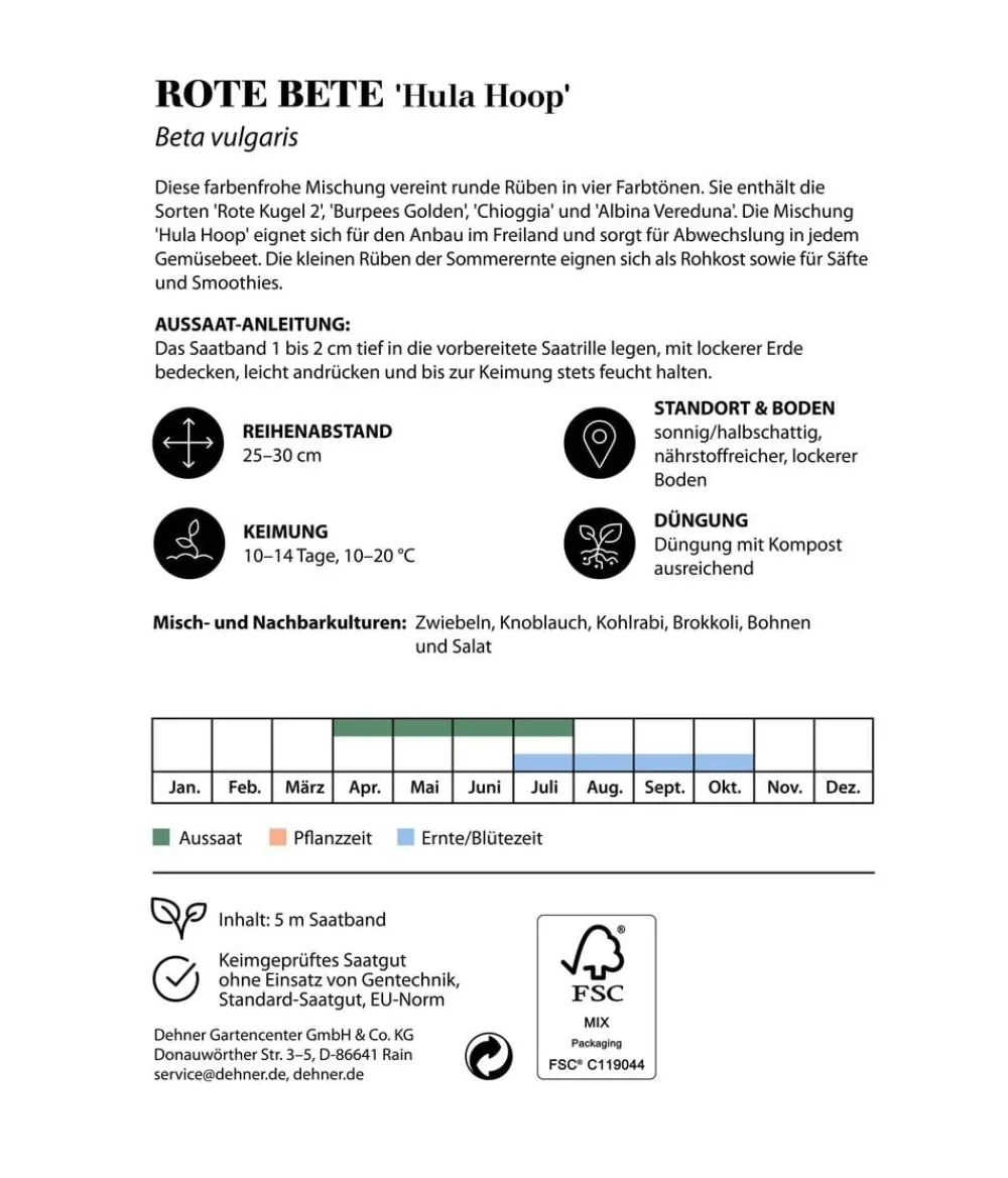 Dehner Saatband Rote Bete 'Hula Hoop', L5 m Discount