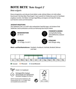 Dehner Gemüsesamen - Saatband Rote Bete 'Rote Kugel 2', L5 m