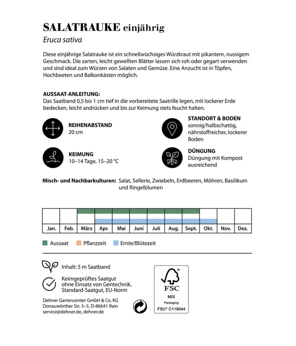 Dehner Saatband Salatrauke einjährig, L5 m Online