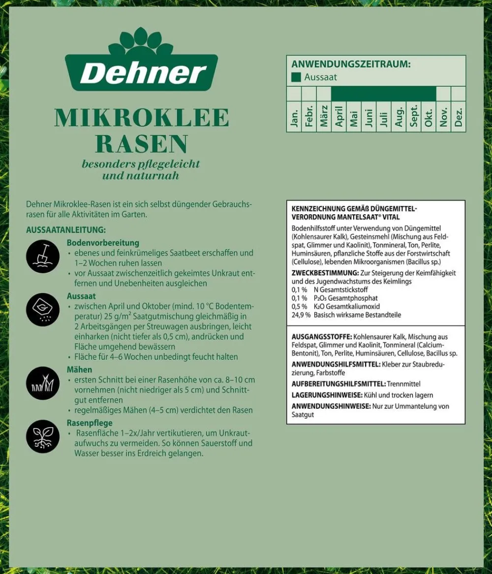 Dehner Saatgut Mikroklee-Rasen Clearance