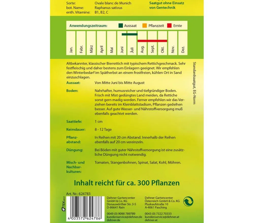 Dehner Samen Rettich 'Ovale blanc de Munich' New