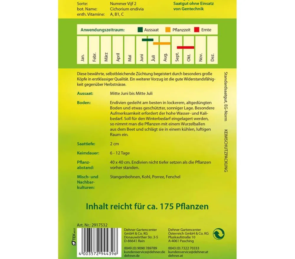 Dehner Samen Winterendivie 'Nummer Vijf 2' New