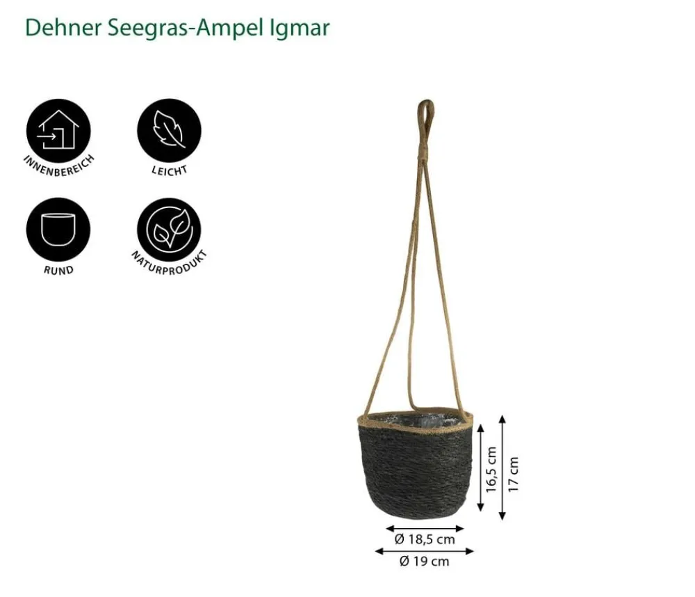 Dehner Blumenampeln & -Schalen|Blumentöpfe & Übertöpfe > Seegras-Ampel Igmar