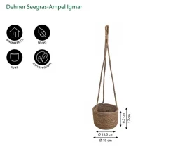 Dehner Blumenampeln & -Schalen|Blumentöpfe & Übertöpfe - Seegras-Ampel Igmar Braun