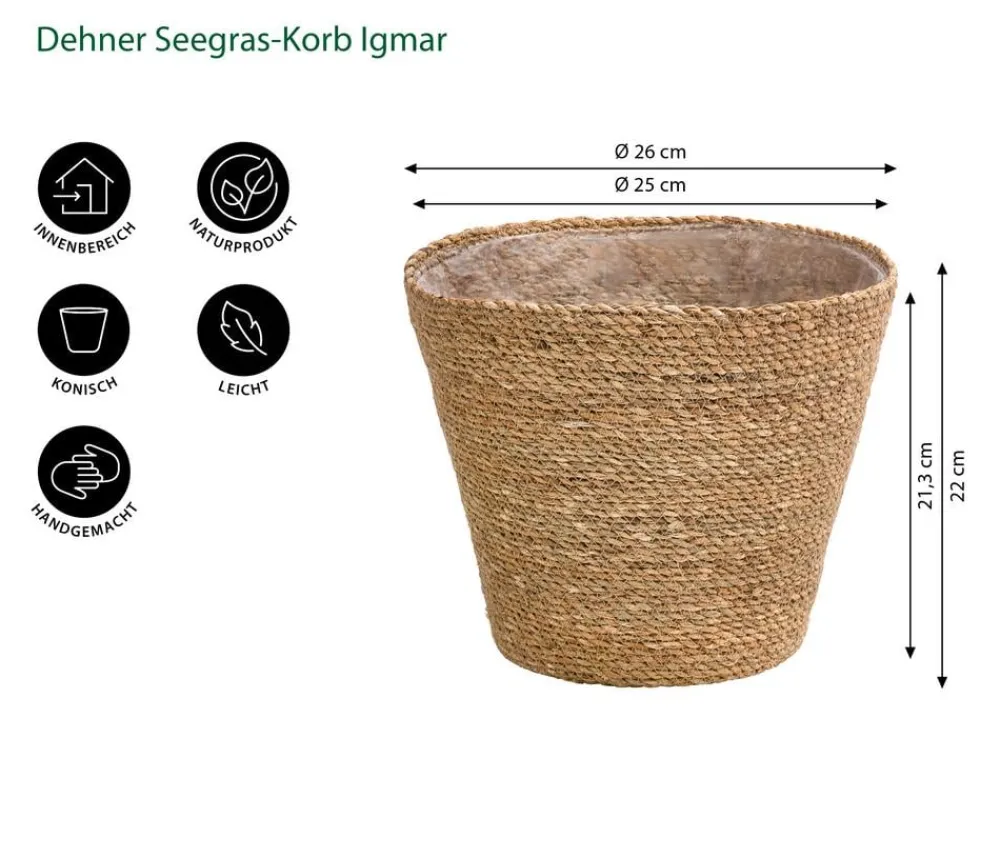 Dehner Seegras-Korb Igmar, konisch Hellbraun Hot