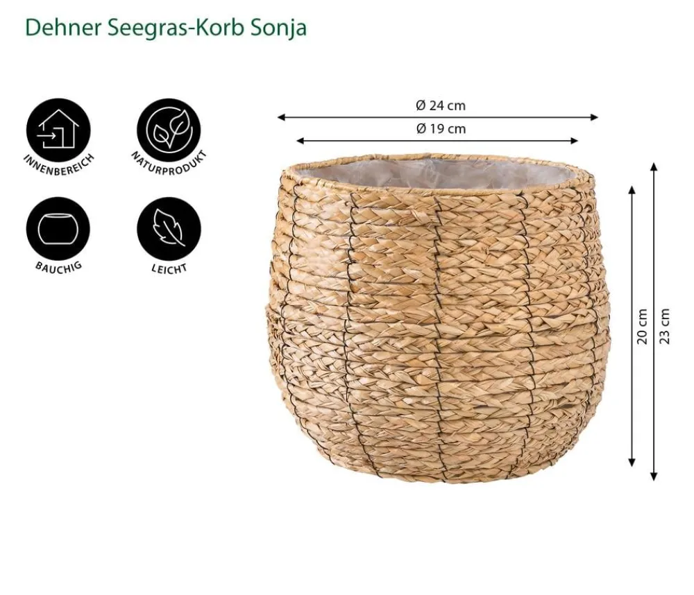Dehner Blumentöpfe & Übertöpfe - Seegras-Korb Sonja, bauchig, Natur