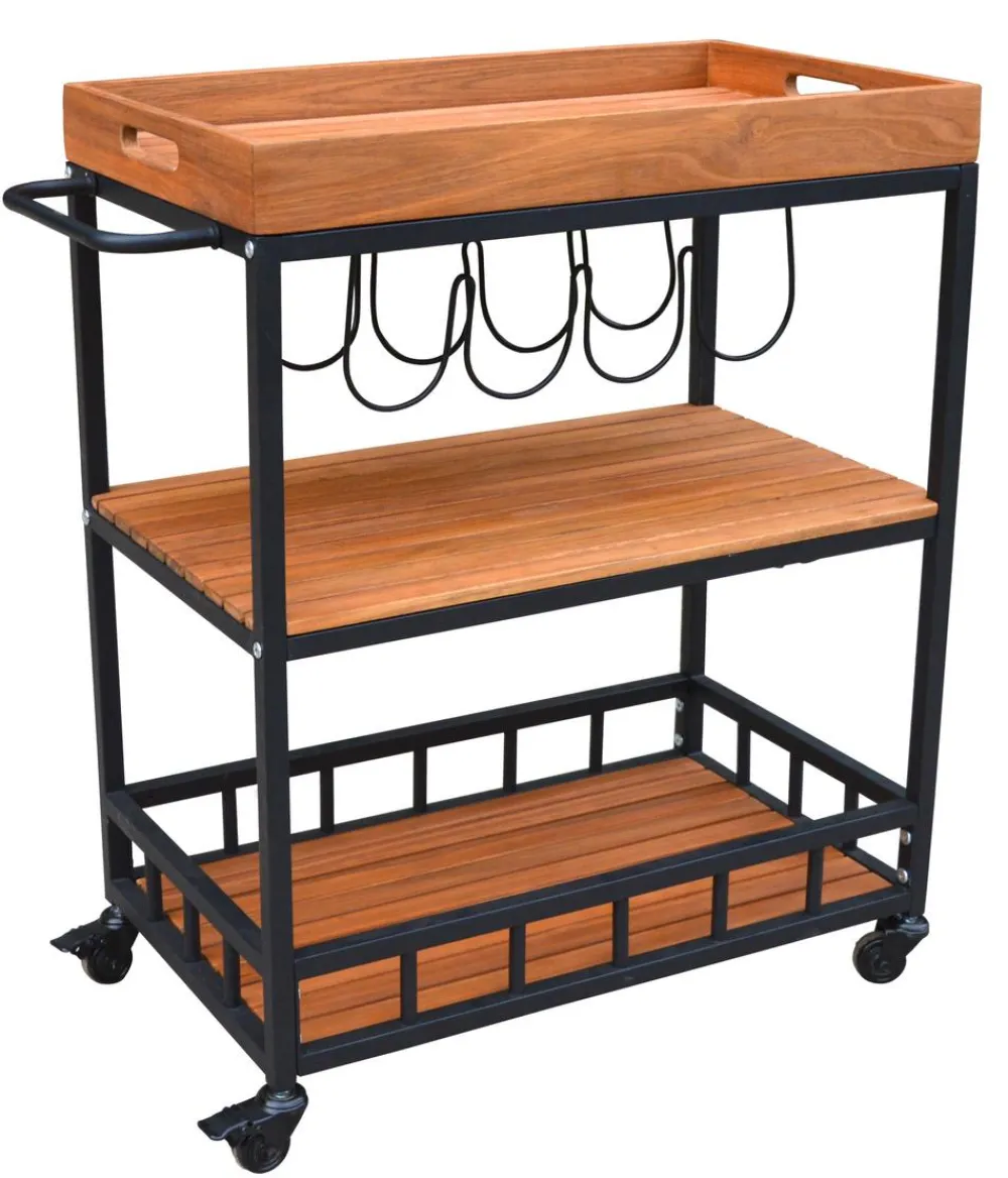 Dehner Gartentische Aluminium|Gartentische Holz > Servierwagen Liverpool, ca. B67/H84/T40 cm