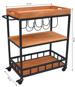 Dehner Gartentische Aluminium|Gartentische Holz > Servierwagen Liverpool, ca. B67/H84/T40 cm