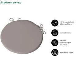 Dehner Sitzkissen Veneto, Ø40/H4 cm Taupe Best