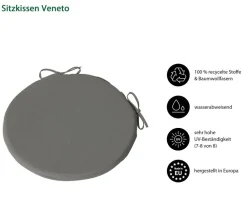 Dehner Sitzkissen|Sitzauflagen - Sitzkissen Veneto, Ø40/H4 cm Dunkelgrau