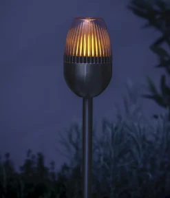 Dehner Wegeleuchte & Sockelleuchte|Solarleuchten - Solar-Edelstahlleuchte, gerillt, 4er-Set