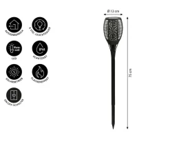 Dehner Wegeleuchte & Sockelleuchte|Solarleuchten - Solar-Flammenfackel Jumbo, ca. Ø12/H75 cm