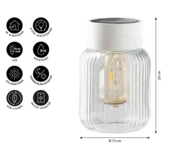 Dehner Solarleuchten > Solar-Glas Rania, ca. Ø13/H20 cm
