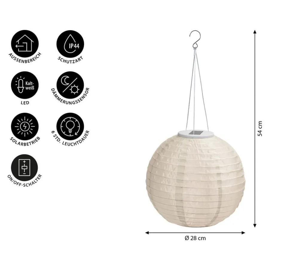 Dehner Solarleuchten > Solar-Lampion, ca. Ø28 cm