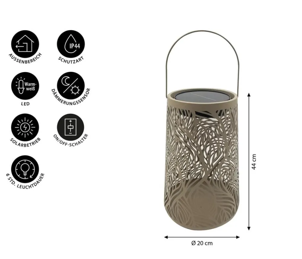Dehner Solarleuchten > Solar-Laterne Olea, ca. Ø20/H32 cm