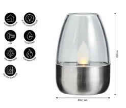 Dehner Solarleuchten > Solar-Tischleuchte aus Edelstahl, ca. Ø6,1/H8,8 cm