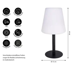 Dehner Solarleuchten - Solar-Tischleuchte Moderna, ca. Ø15/H30 cm