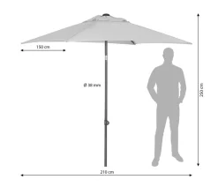 Dehner Sonnenschirm Andros, rechteckig, ca. B210/T150 cm Dunkelgrau Hot