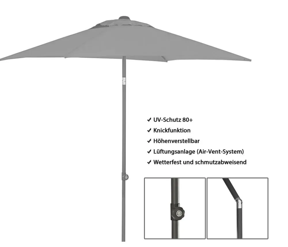 Dehner Sonnenschirm Andros, rechteckig, ca. B210/T150 cm Hellgrau Best