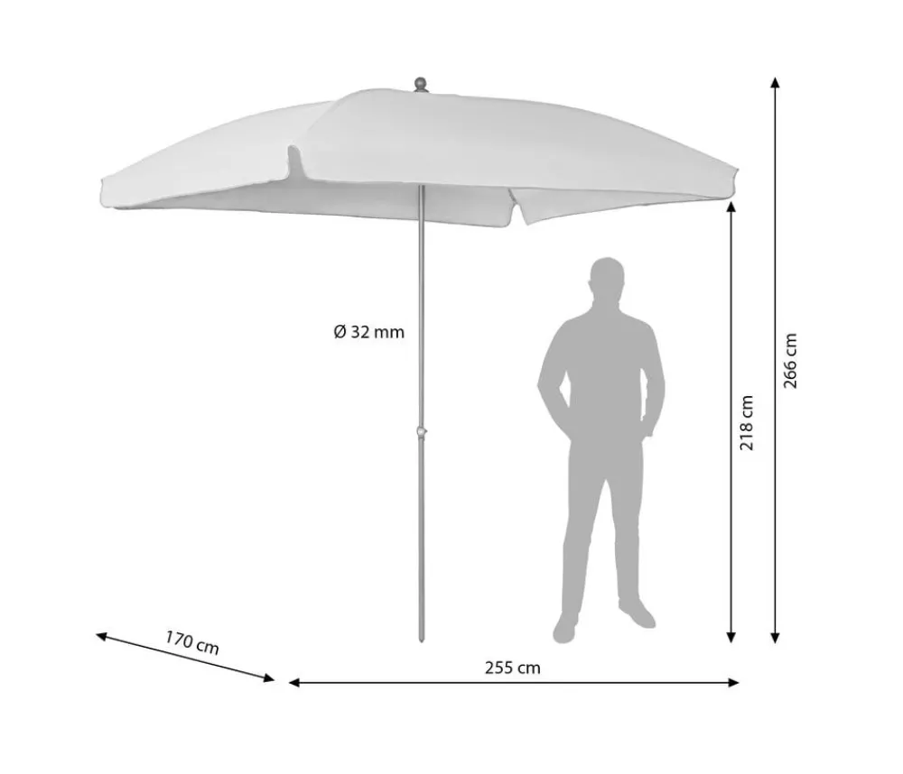 Dehner Sonnenschirm Keros, rechteckig, ca. B255/T170 cm Dunkelrot Hot