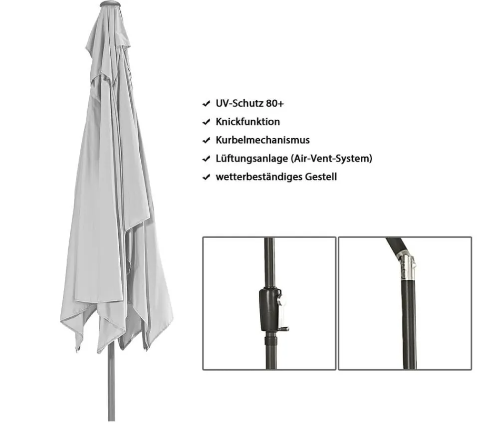 Dehner Sonnenschirme - Sonnenschirm Samos, rechteckig, ca. B300/T200 cm Dunkelrot