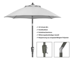 Dehner Sonnenschirm Vido, rund, ca. Ø150 cm Dunkelgrau Discount