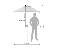 Dehner Balkonmöbel Aluminium|Sonnenschirme - Sonnenschirm Vido, rund, ca. Ø150 cm Hellgrau