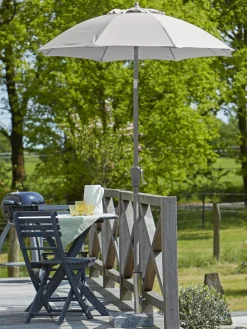 Dehner Balkonmöbel Aluminium|Sonnenschirme - Sonnenschirm Vido, rund, ca. Ø150 cm Hellgrau