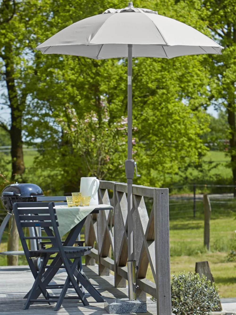 Dehner Balkonmöbel Aluminium|Sonnenschirme - Sonnenschirm Vido, rund, ca. Ø150 cm Hellgrau