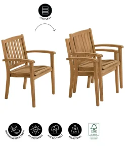Dehner Stapelstühle|Gartenstühle Holz - Stapelsessel Havanna Hellbraun