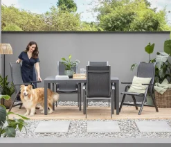 Dehner Stapelstühle|Garten- & Loungesessel - Stapelstuhl Chicago Dark Dunkelgrau