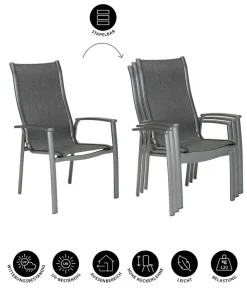 Dehner Stapelstühle|Garten- & Loungesessel - Stapelstuhl Chicago Dark Dunkelgrau