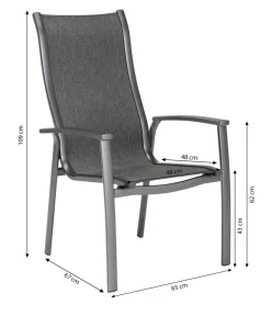 Dehner Stapelstühle|Garten- & Loungesessel - Stapelstuhl Chicago Dark Dunkelgrau