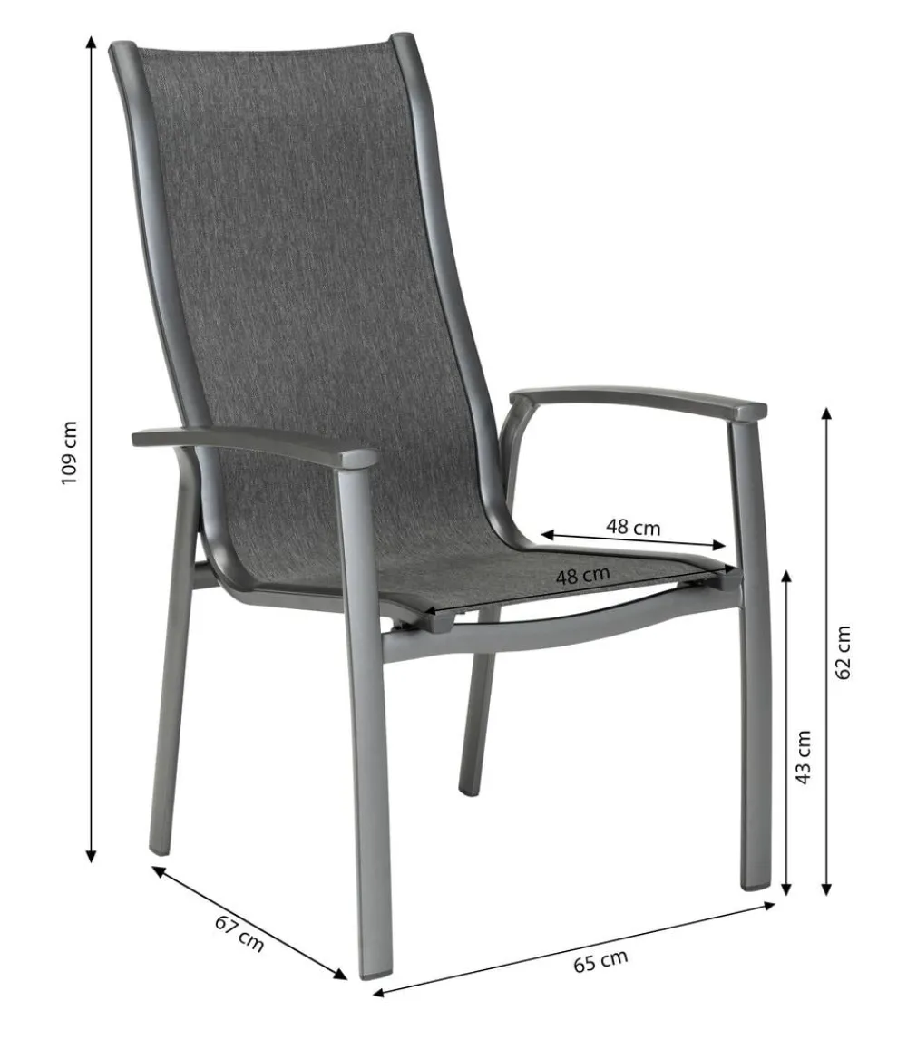 Dehner Stapelstühle|Garten- & Loungesessel - Stapelstuhl Chicago Dark Dunkelgrau