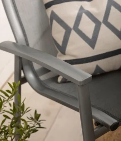 Dehner Stapelstühle|Gartenstühle Aluminium - Stapelstuhl Hochlehner Chicago Grau